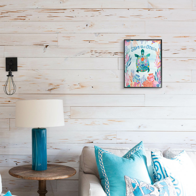 «Save the Ocean Sentiments» par Corinne Lent - impression, H 14 po x l 11 po, Giclée encadrée noir minuit