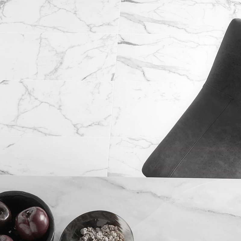 Dreamstone 12X24 Matte Porcelain Tile, Statuario Venato Matte