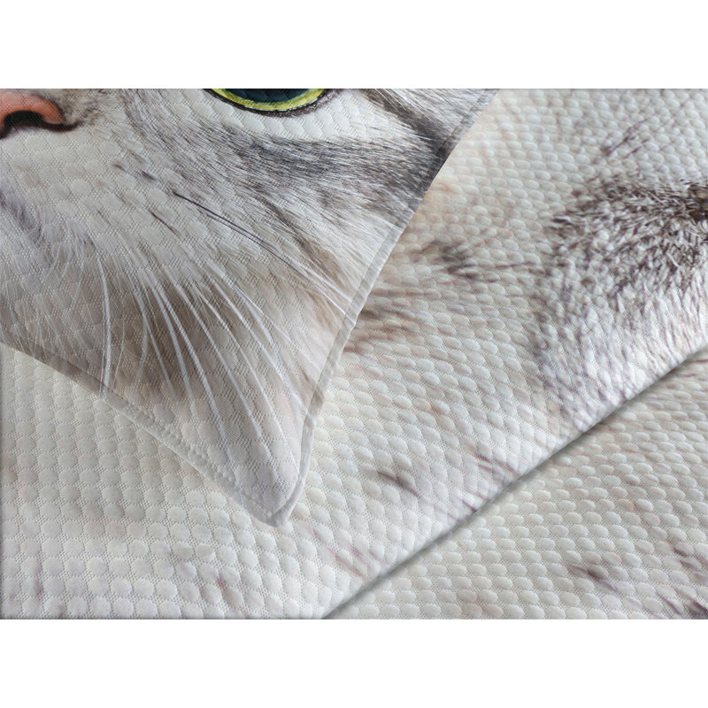 Ambesonne Animal Bedspread Domestic, King Bedspread + 2 Standard Shams