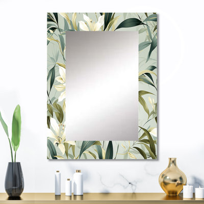 Motif tropical Brielyn Bamboo Whispers - miroir décoratif tropical, grand miroir mural tropical, impression d'art en métal