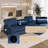 Pull-Out Sleeper Sofa Set With Chaise & Cup Holders-1686043442