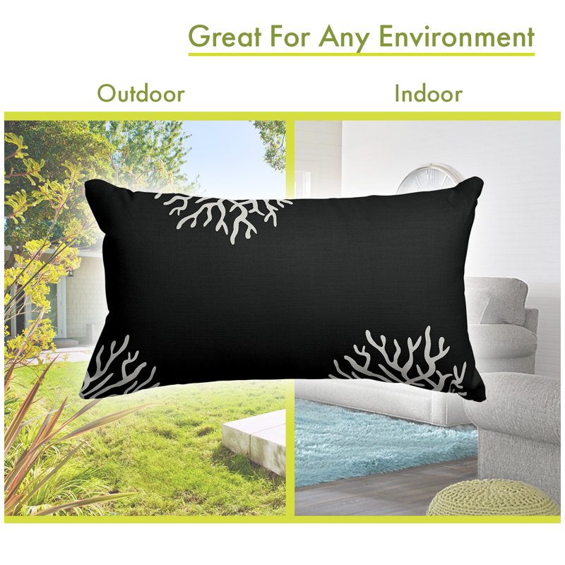 Outdoor Reversible Throw Pillow, Black