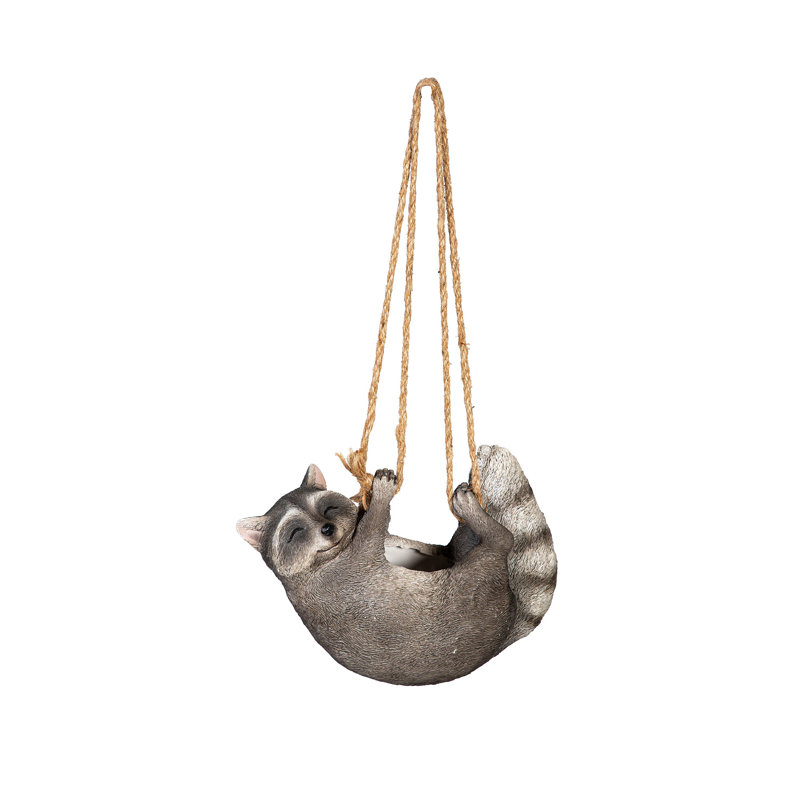 Pot à fleurs suspendu en raton laveur avec jute
