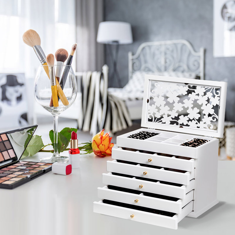Jewellery Box + Drawers, White
