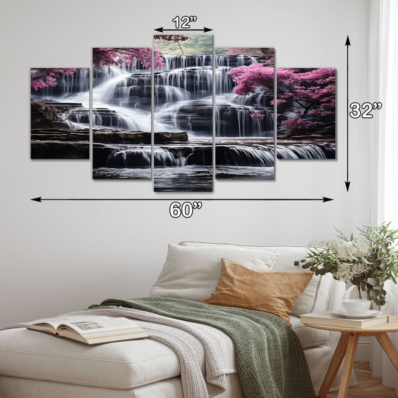 «Waterfall Transcendent Beauty II», impression d'art sur toile - 5 panneaux