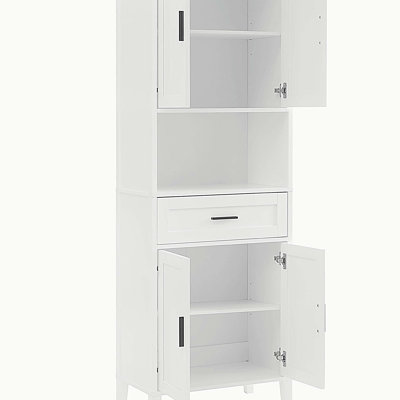 Armoire de salle de bain avec tiroir, 2 armoires, 2 tablettes réglables et rangement ouvert