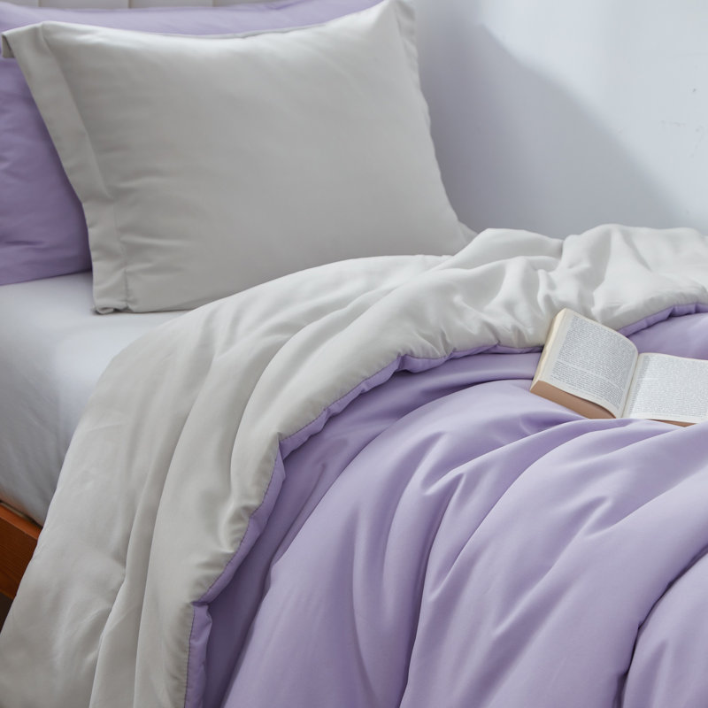 Ensemble d'édredon réversible pour lit simple TG, Orchidée / gris antarctique