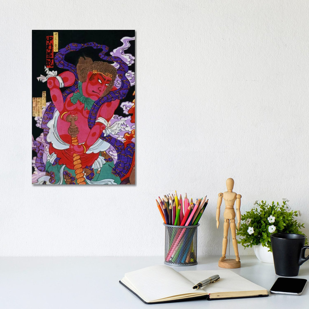 Red Man with Kanabo Japanese - Wrapped Canvas Art Prints