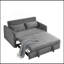Canapé-lit moderne convertible de 55 po avec 2 poches pour accoudoirs amovibles, canapé-lit en velours avec lit escamotable, 2 coussins et dossier réglable pour le salon, accoudoirs à motif quadrillé-515964911