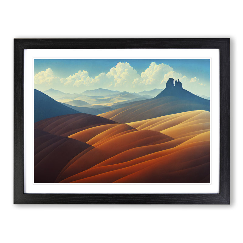 XH1022-9463X Unique Mountain Landscape - Single Picture Frame Print, 46cm H x 64cm W x 2cm D, Black Framed