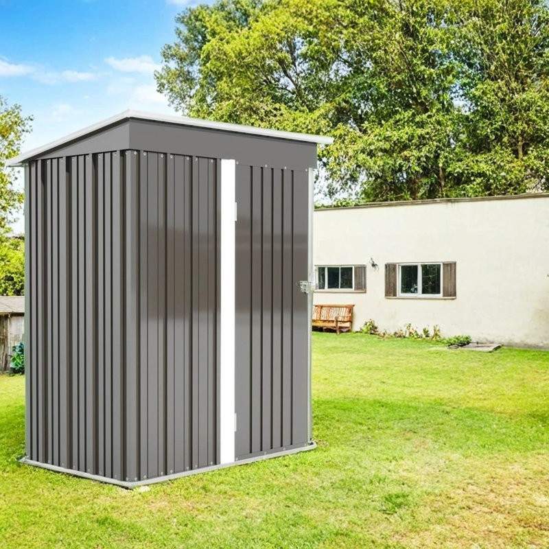 Lock & Sloped Roof 5 ft. W x 3 ft. D Allow Steel Storage Shed, Gray