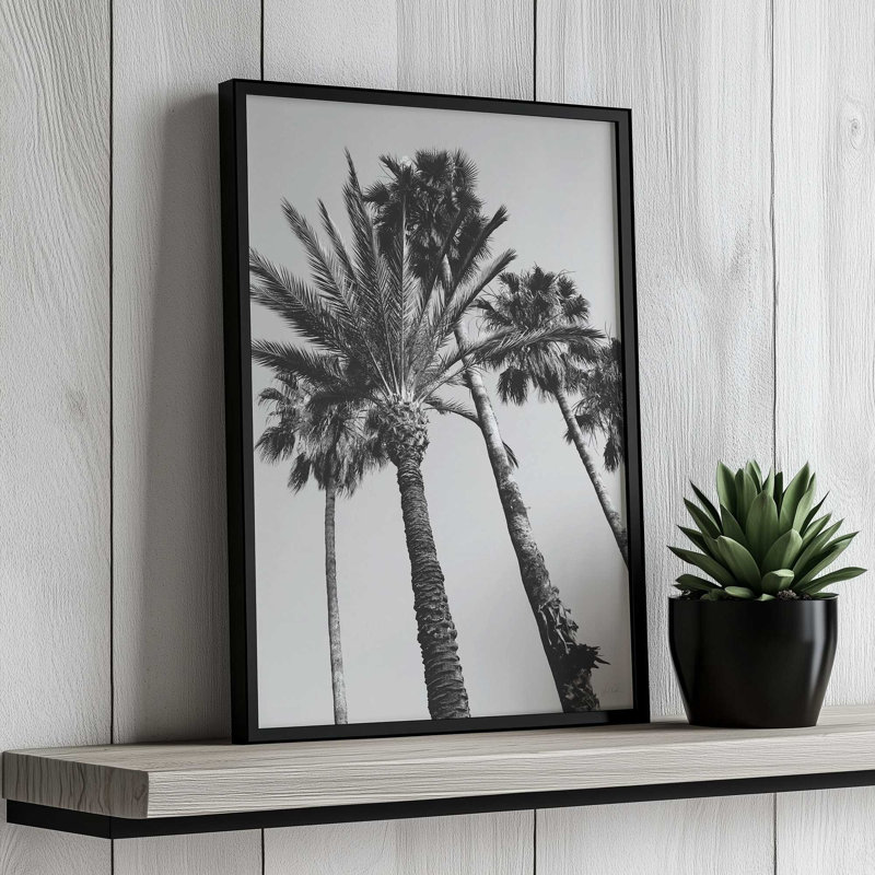 «Pink Palms II BW» par Deborah Revell, reproduction d'art, H 36 po x l 24 po, Blanc