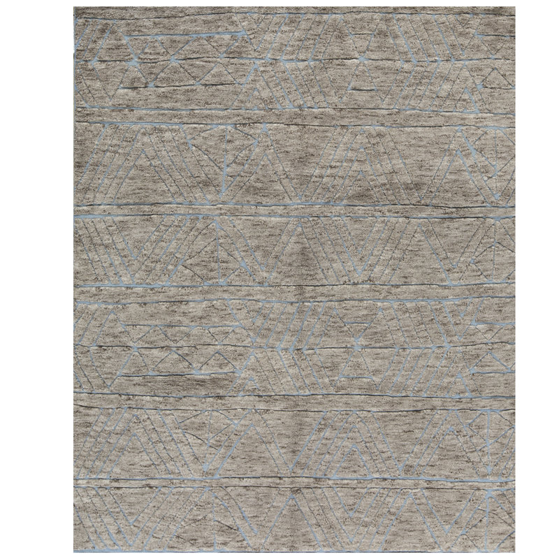 Tapis argent noué à la main de haute qualité