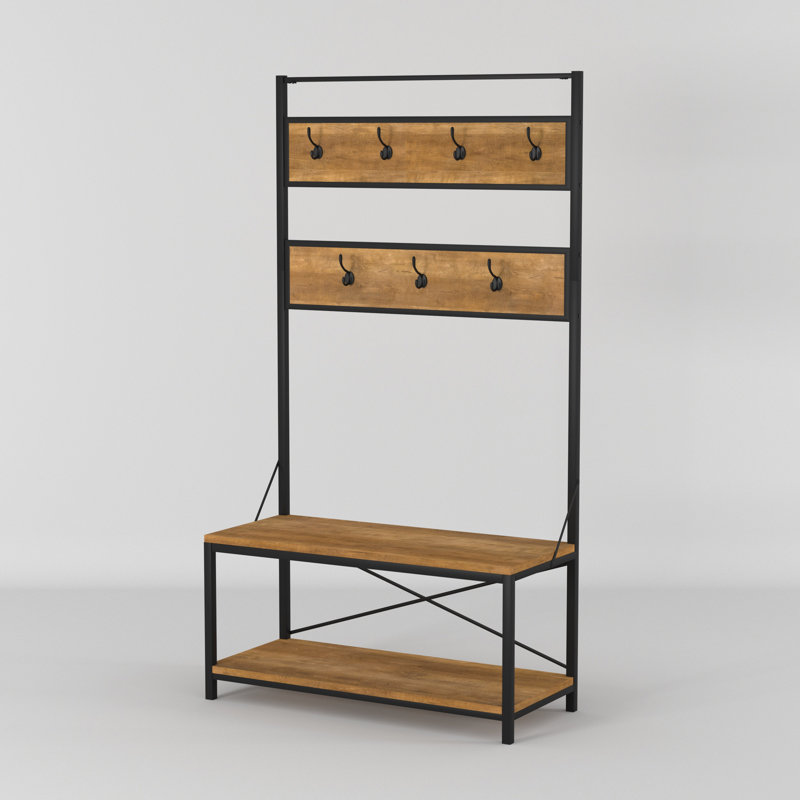 Bensen Hall Tree with Bench and Shoe Storage, Barnwood