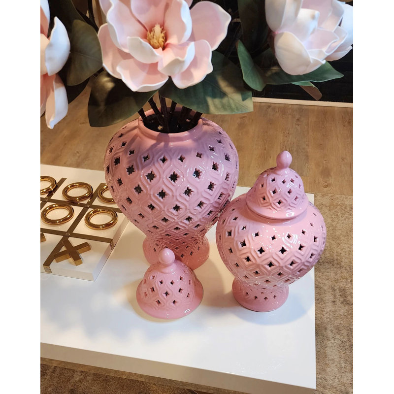 Mironica Handmade Ceramic Ginger Jar, 17.9" H x 10.2" W x 10.2" D