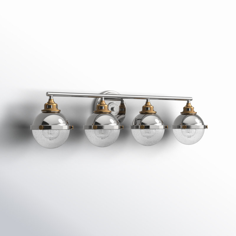 Polished Nickel and Brass 4-Light Vanity Light with Clear Glass