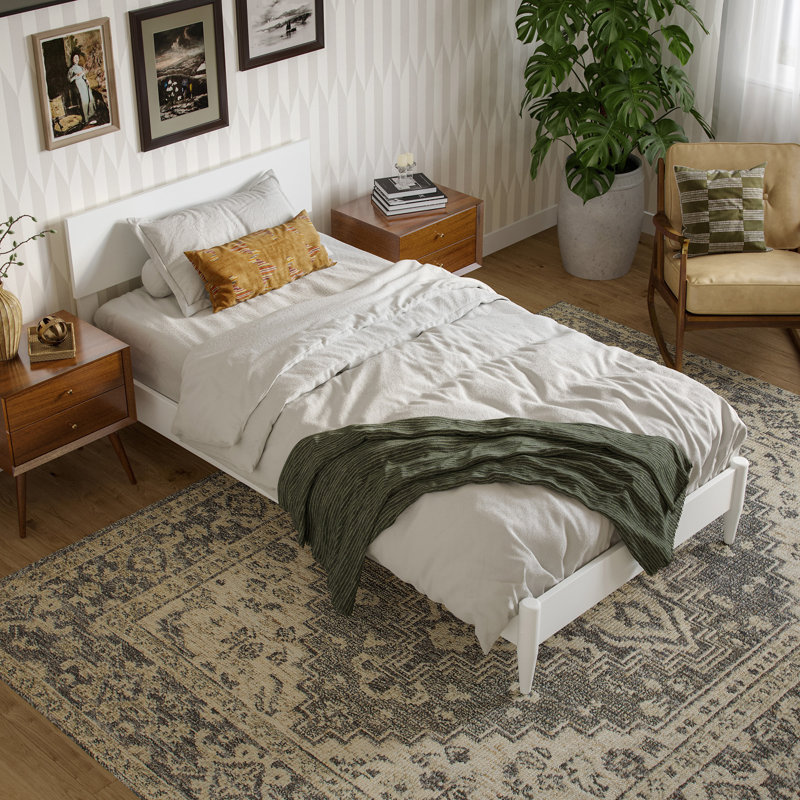Amandaleigh Solid Wood Panel Bed, White, Twin XL