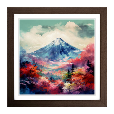 Japanese Mountains Impressionism No.1 - Single Picture Frame Print on Wood