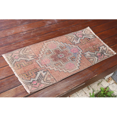 Tapis de couloir turc rétro fabriqué à la main avec un style bohémien Oushak en laine de petite taille pour un décor anatolien pour la maison ou le bureau