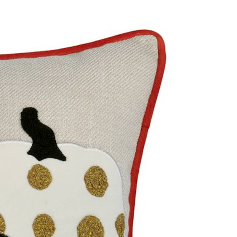 Halloween Pumpkin Embroidered Throw Pillow, Orange/Black/Brown, Rectangle 14"H x 20"W