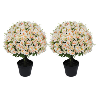 24-Inch Faux Flower Artificial Snow Lotus Potted Plant  UV-Resistant Artificial Floral Decor  Suitable for Indoor & Outdoor Spaces(Peach Pink) ,2 Pots per /Set