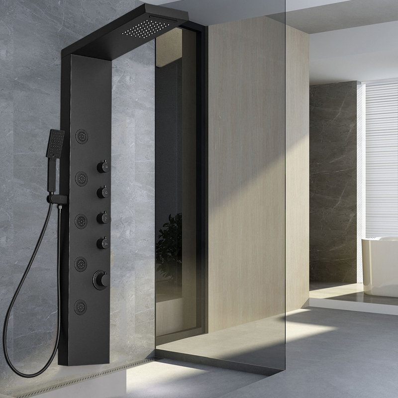 Panneau de douche 51,57 avec, Noir mat