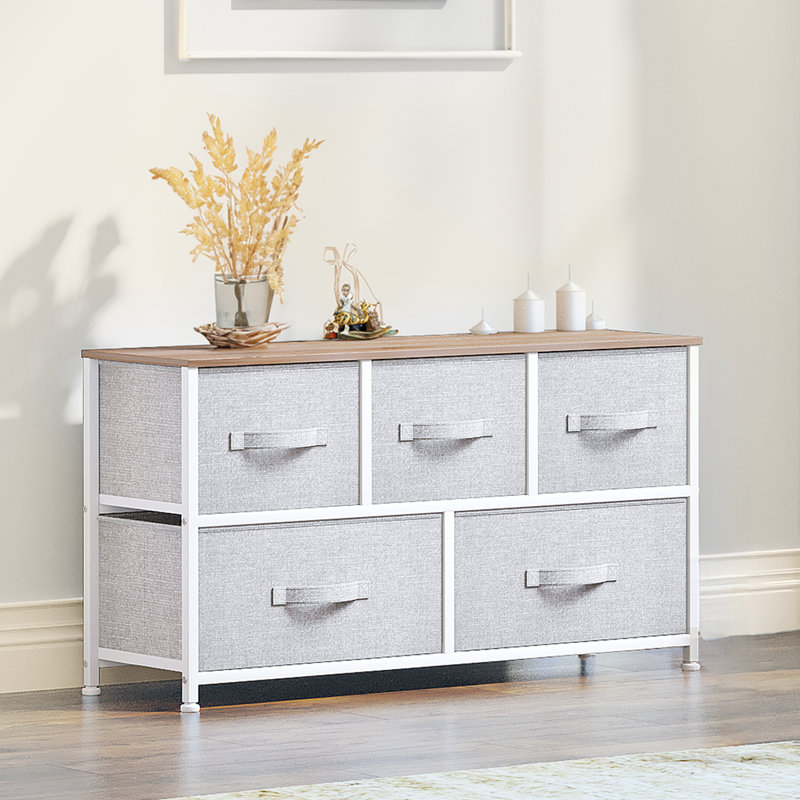 5 Drawer 100Cm W chest of drawers, Light Grey