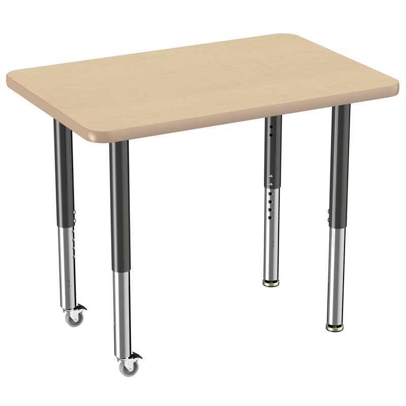 Table d'activité rectangulaire à hauteur réglable en forme de T, 24 po x 36 po, Érable / érable / noir, Super