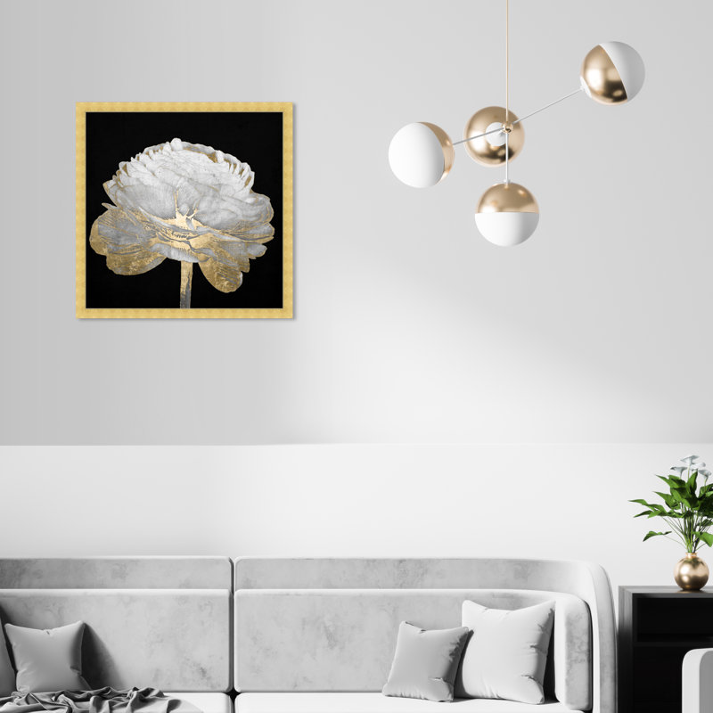 Gold And Light Floral " Gold And Light Floral II " by Oliver Gal Painting Print, Gold Framed, 22" H x 22" W