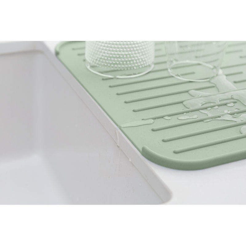 Tapis de vaisselle en silicone 18 x 12,6 po (44 x 32 cm), Vert jade