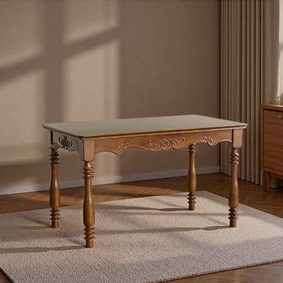 Rubberwood Solid Wood Carved Writing Desk