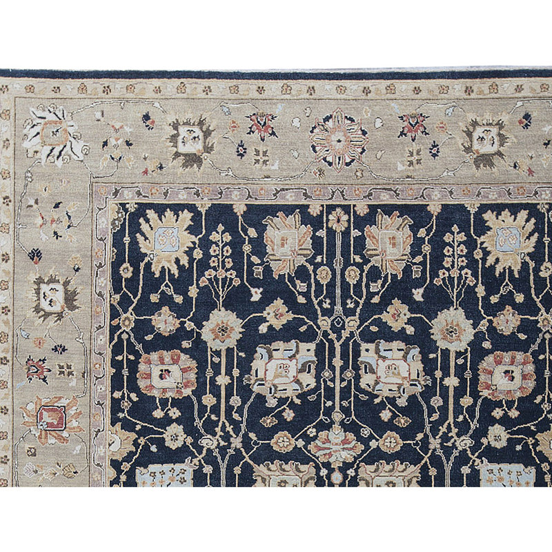 Hand-Knotted High-Quality Black and Gold Area Rug