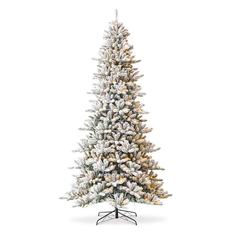 Herolinda Easy Set-Up Pre-Lit Flocked Artificial Fir Christmas Tree