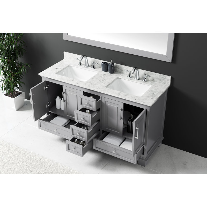 Ensemble de meuble-lavabo double 60 po Orin, Gris taupe