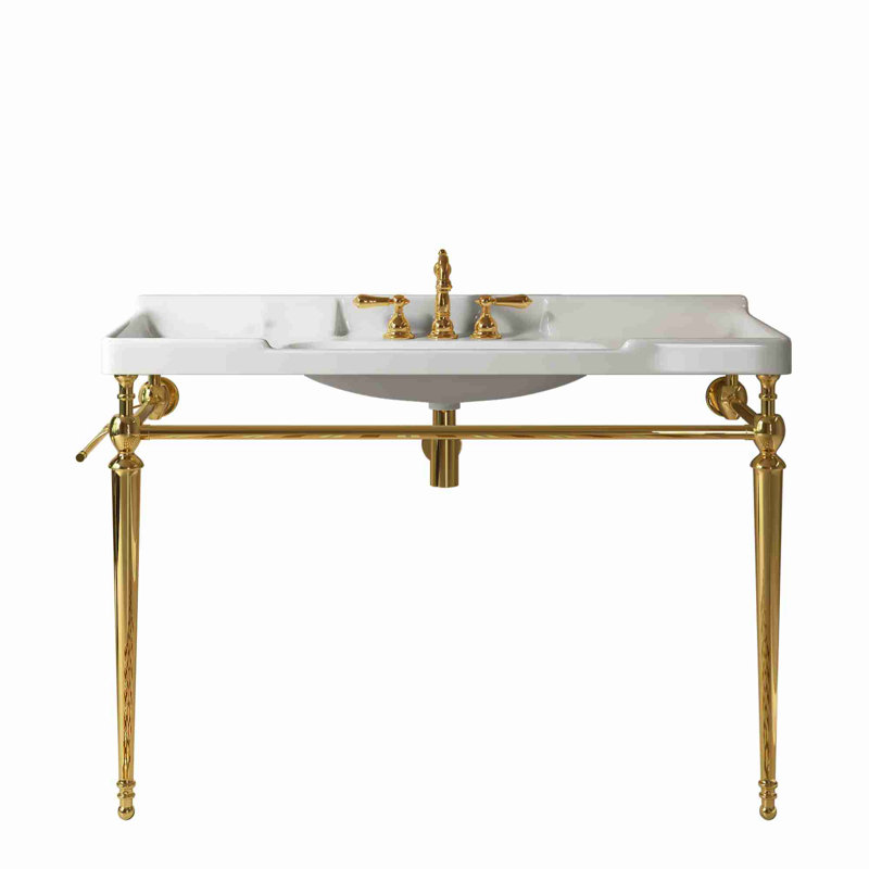 Bathroom Vanity with Stainless Steel Support Legs, White