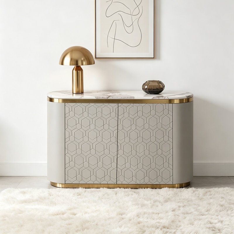 Buffet elliptique moderne de style italien, Gris clair
