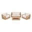 Ensemble de conversation extérieure moderne Tessa en bois d'acacia pour 4 personnes avec fauteuils club, canapé et table basse pour patio et véranda
