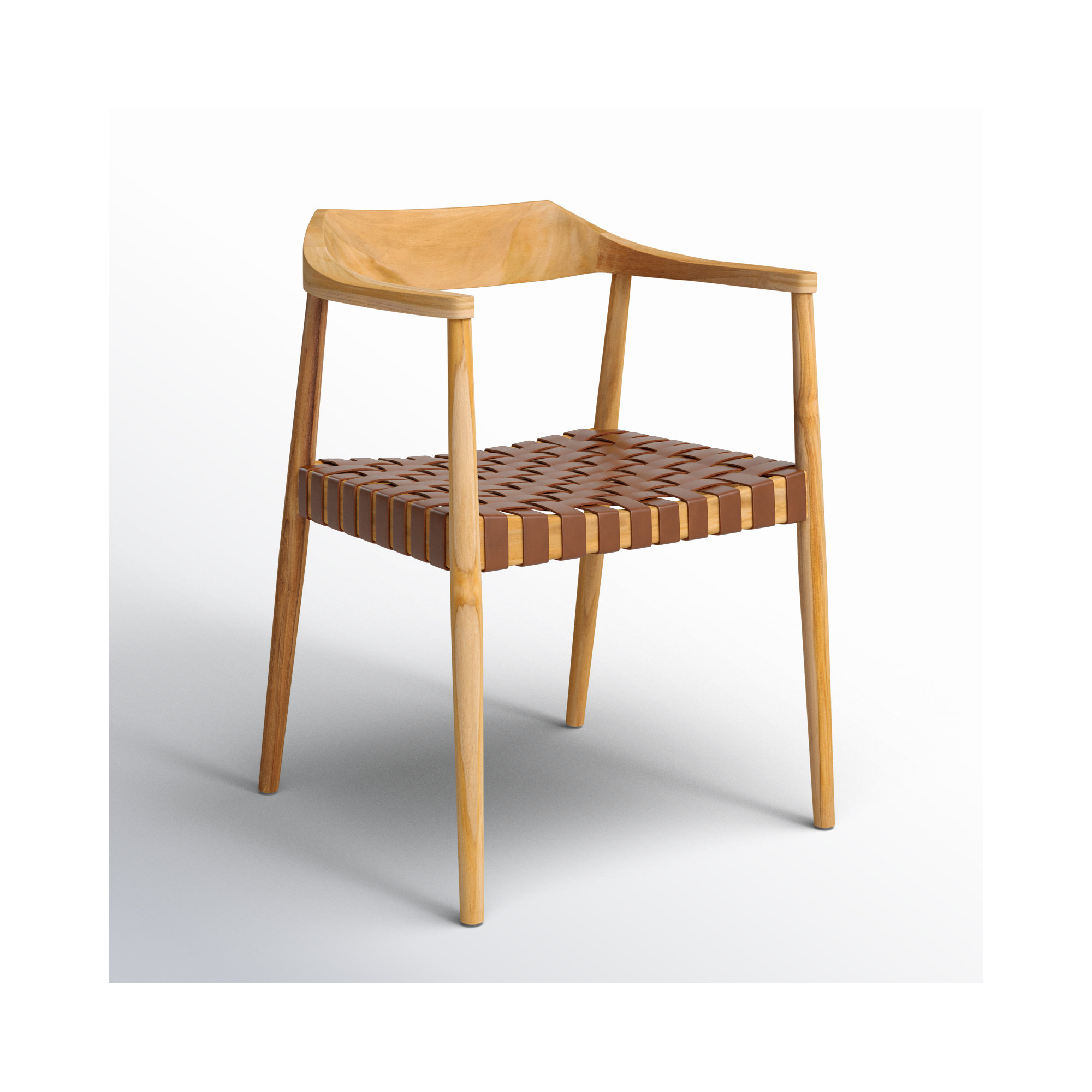 Noreen Accent Chair, Natural, Light Honey Genuine Leather