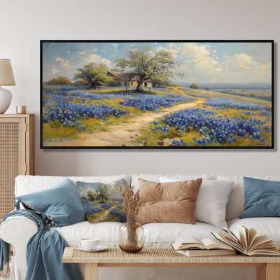 «Blue Green Summer Meadow Charm Blue Bonnets II - Blue Bonnets», art mural
