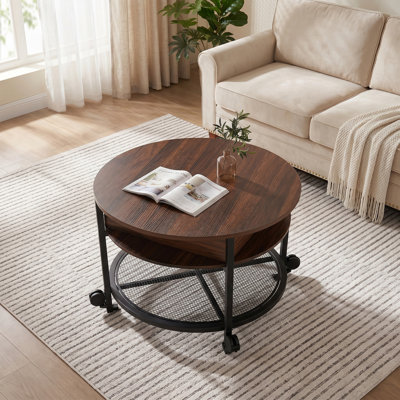 Table basse à plateau relevable avec lumières à DEL RVB, table de rangement roulante avec roulettes verrouillables pour le salon