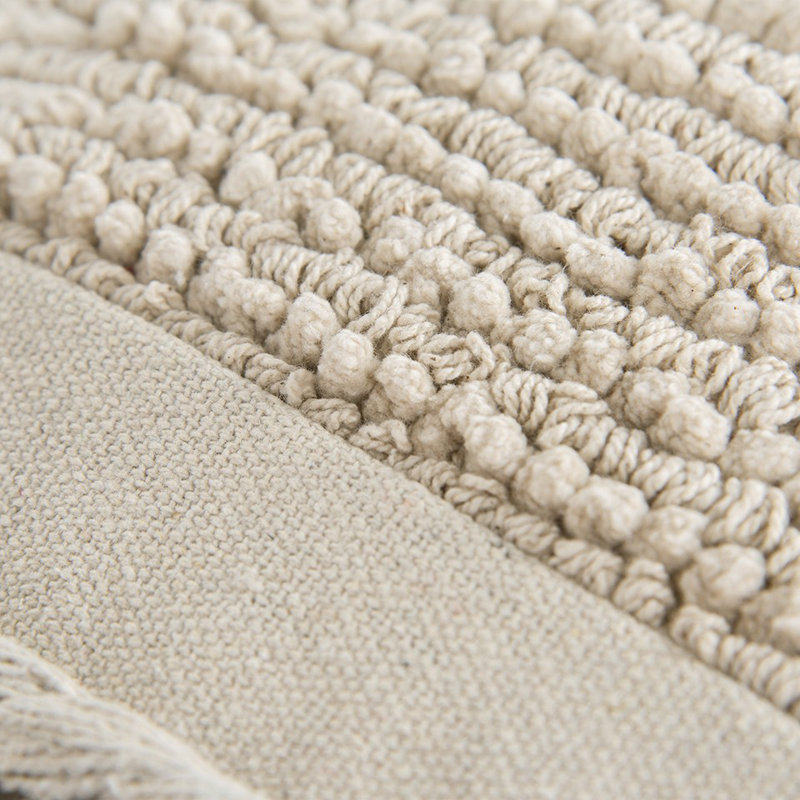 Coussin lombaire tressé à franges en macramé, Ivoire