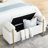 Upholstered Linen Storage Bench with Cylindrical Arms and Iron Legs-1523623941
