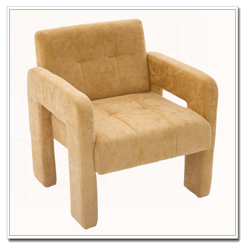 Fauteuil rembourré, Jaune moutarde