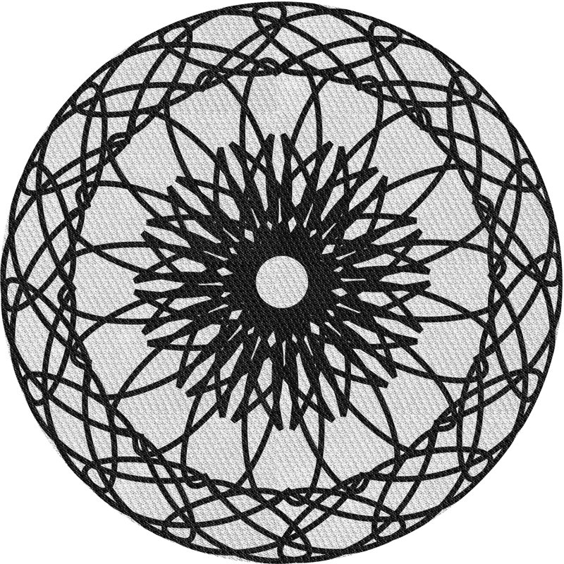 Tapis noir/gris tissé à la machine, Rond 3 pi