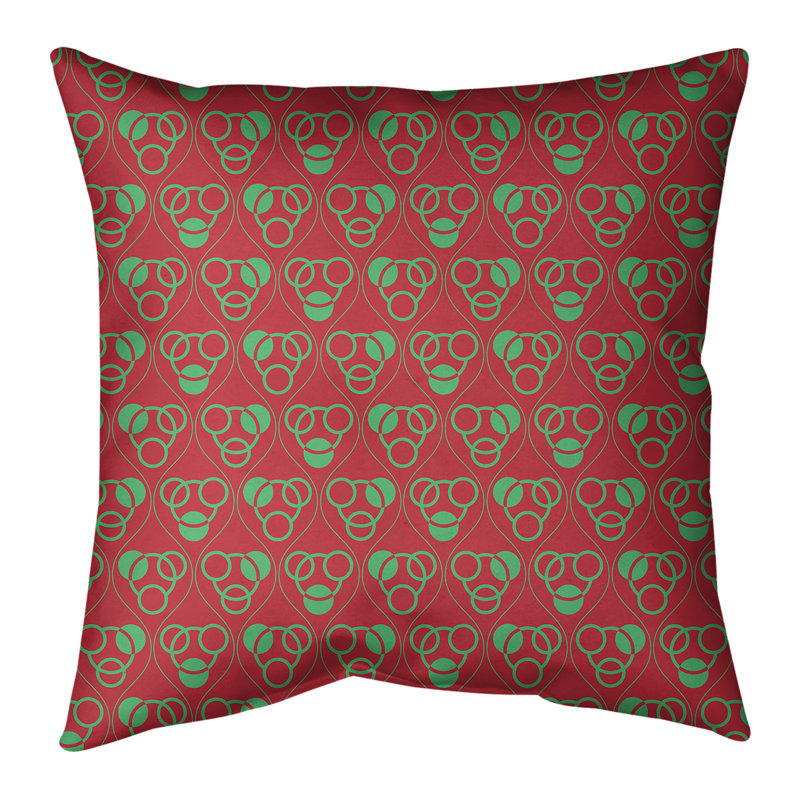 Coussin décoratif 14 po, 26 po x 26 po, Rouge / vert foncé