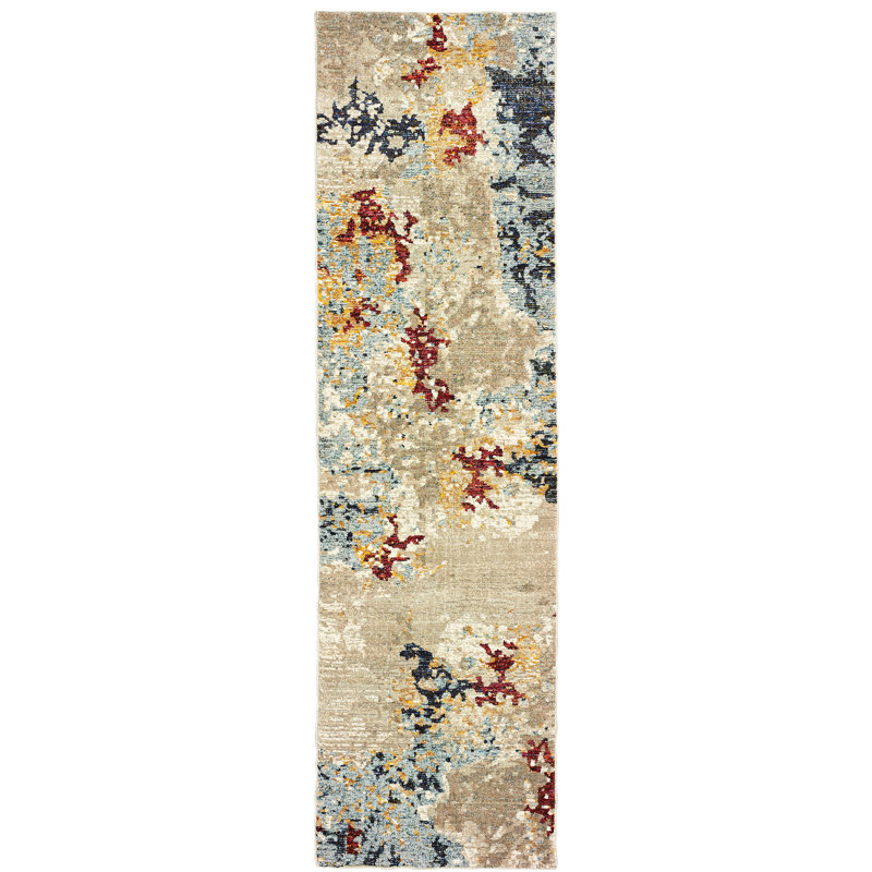 Tapis beige tissé à la machine Knox, Tapis de couloir 2 pi 3 po x 8 pi