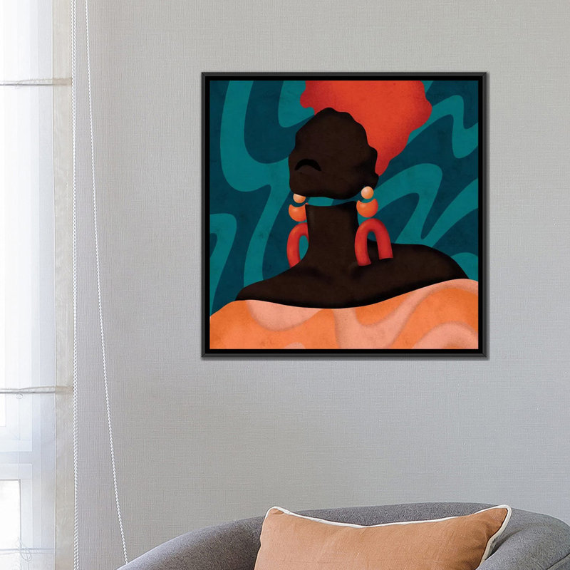 «Sonya» par Reyna Noriega - impression, H 26 po x l 26 po x P 1,5 po, Pas de tapis, Toile avec cadre noir