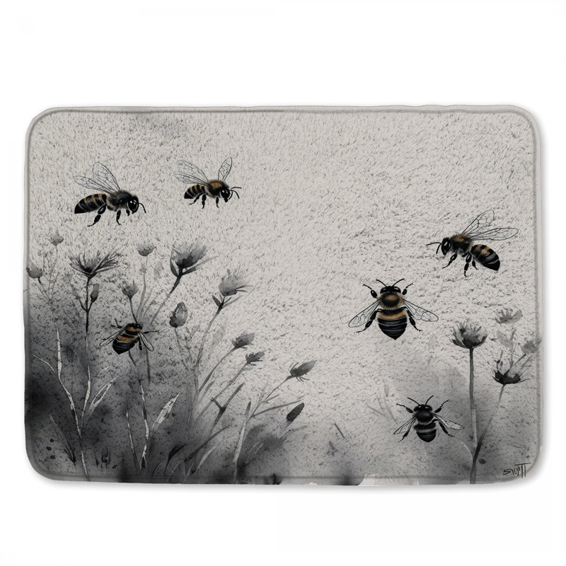 Tapis de bain Bees On Wildflowers, L 34 po x L 21 po