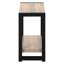 Table d'appoint moderne à 2 niveaux, stratifié taupe foncé, pieds en métal noir pour le salon et la chambre à coucher