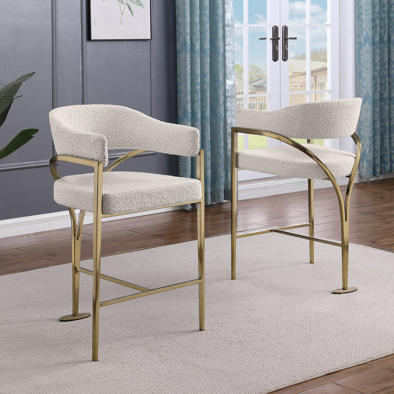 Chaises avec cadre Boucle Counterheight, Siège crème / cadre doré